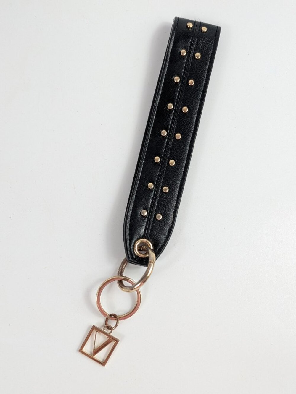 Victoria's Secret Studded Wristlet Strap Keychin with Gold Logo Charm